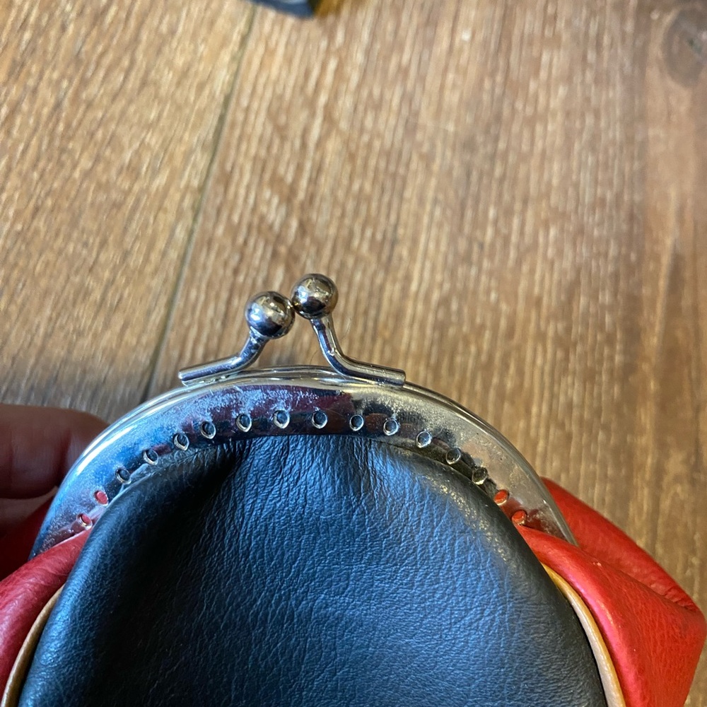Vintage Leather Style Black and Red Coin Purse HandMade NWOT - Picture 8 of 11